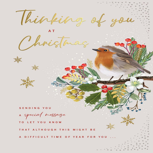 Avant Garde Thinking of You Christmas Card – Robin Design -  9 x 6 inches
