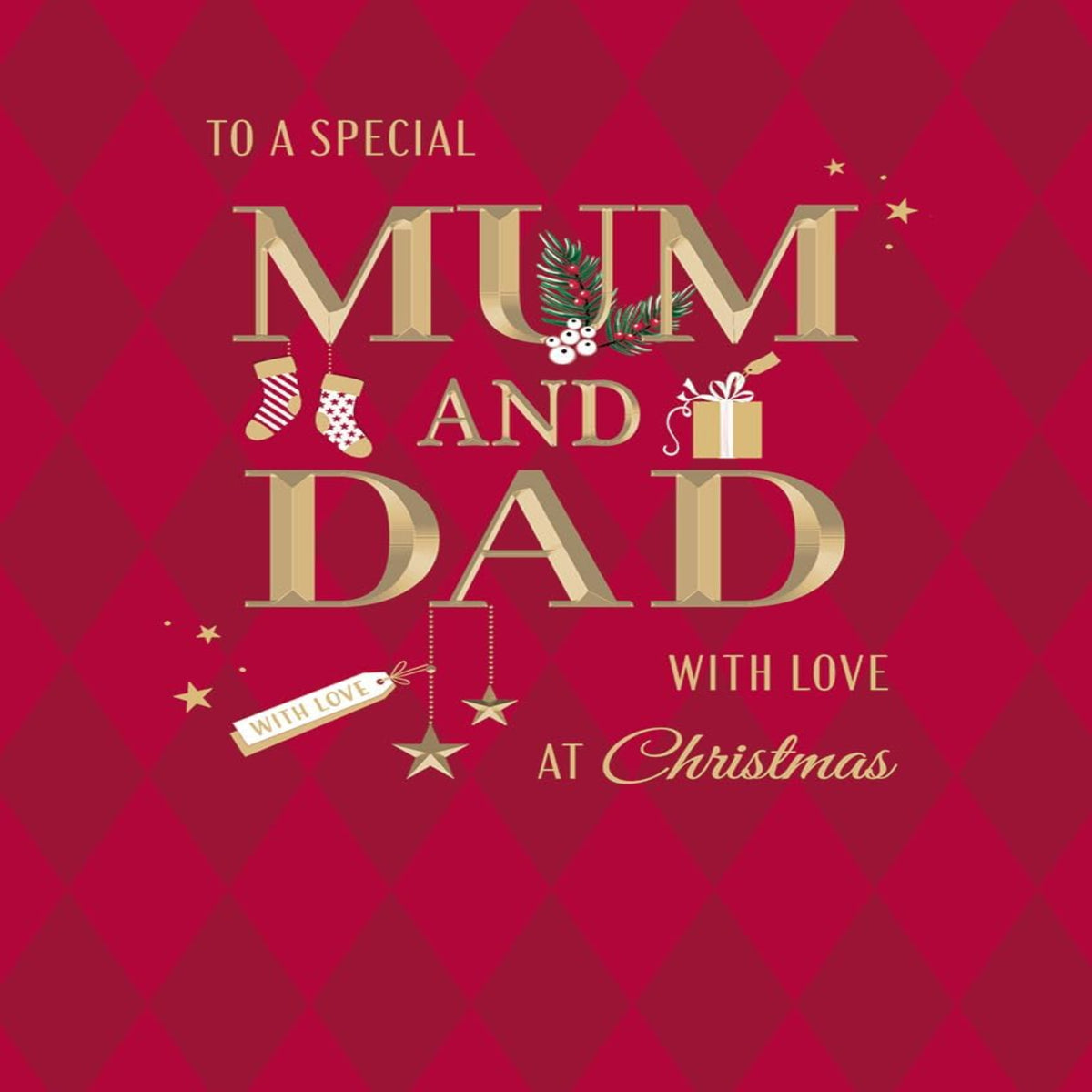 Classic Couple Christmas Card for Mum & Dad  -  8 x 6 inches