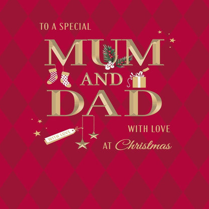 Classic Couple Christmas Card for Mum & Dad  -  8 x 6 inches