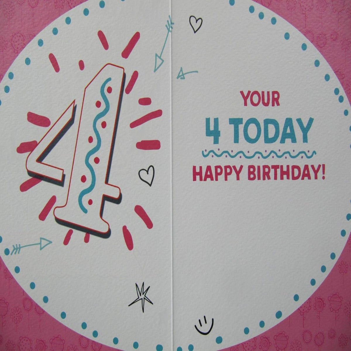 Colourful 4th Birthday Card   –   Happy Birthday You’re 4 Today