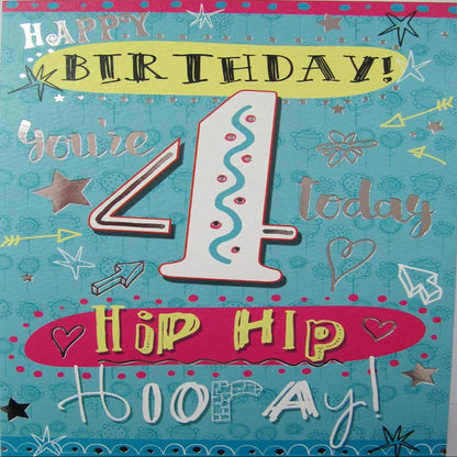Colourful 4th Birthday Card   –   Happy Birthday You’re 4 Today