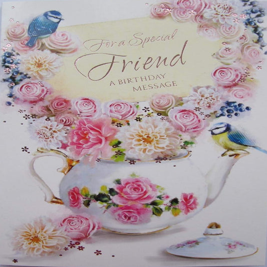 Colourful Flower Birthday Card for a Special Friend    -    7.5   x   5.25  inches