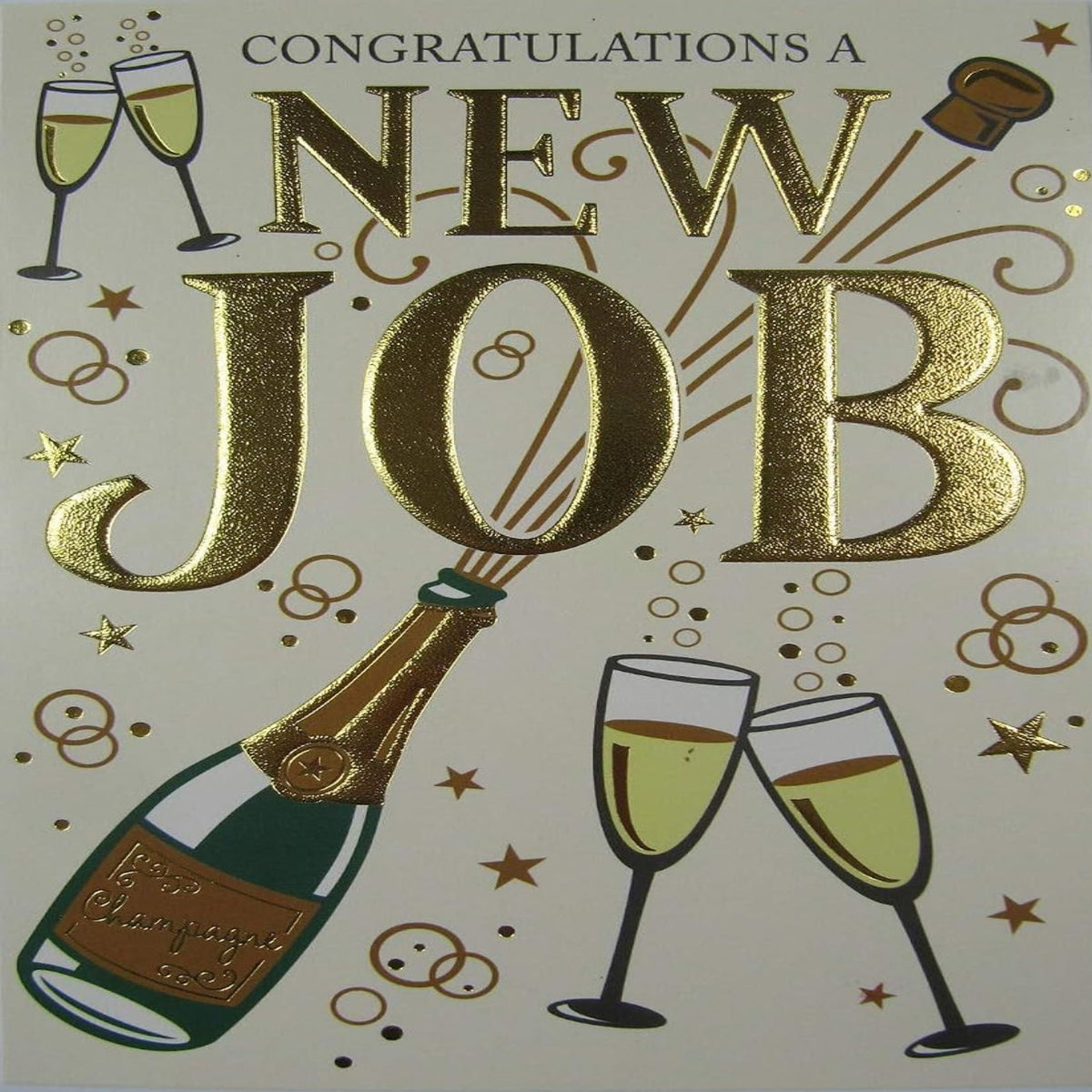 Congratulations on Your New Job Card | Colourful Embossed Greeting Card    -   7.5  x  5 inches