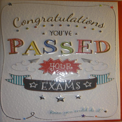 Congratulations on Passing Exams Card   –   Engraved Design   -  19.5  x  13.7 cm