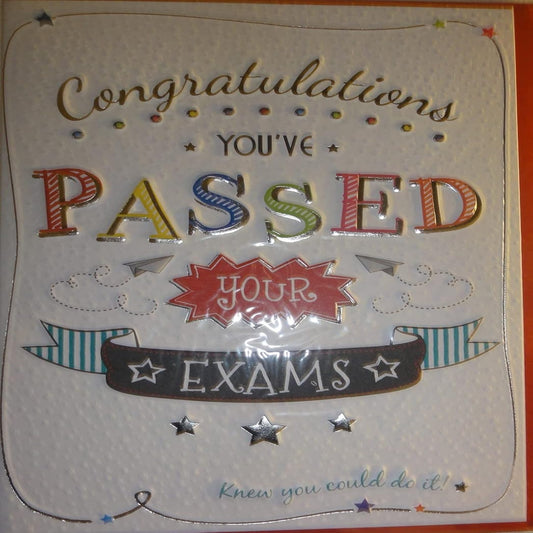 Congratulations on Passing Exams Card   –   Engraved Design   -  19.5  x  13.7 cm