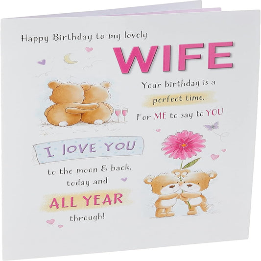 Cute Birthday Card for Wife | Piccadilly Greetings  -   9 x 6 inches