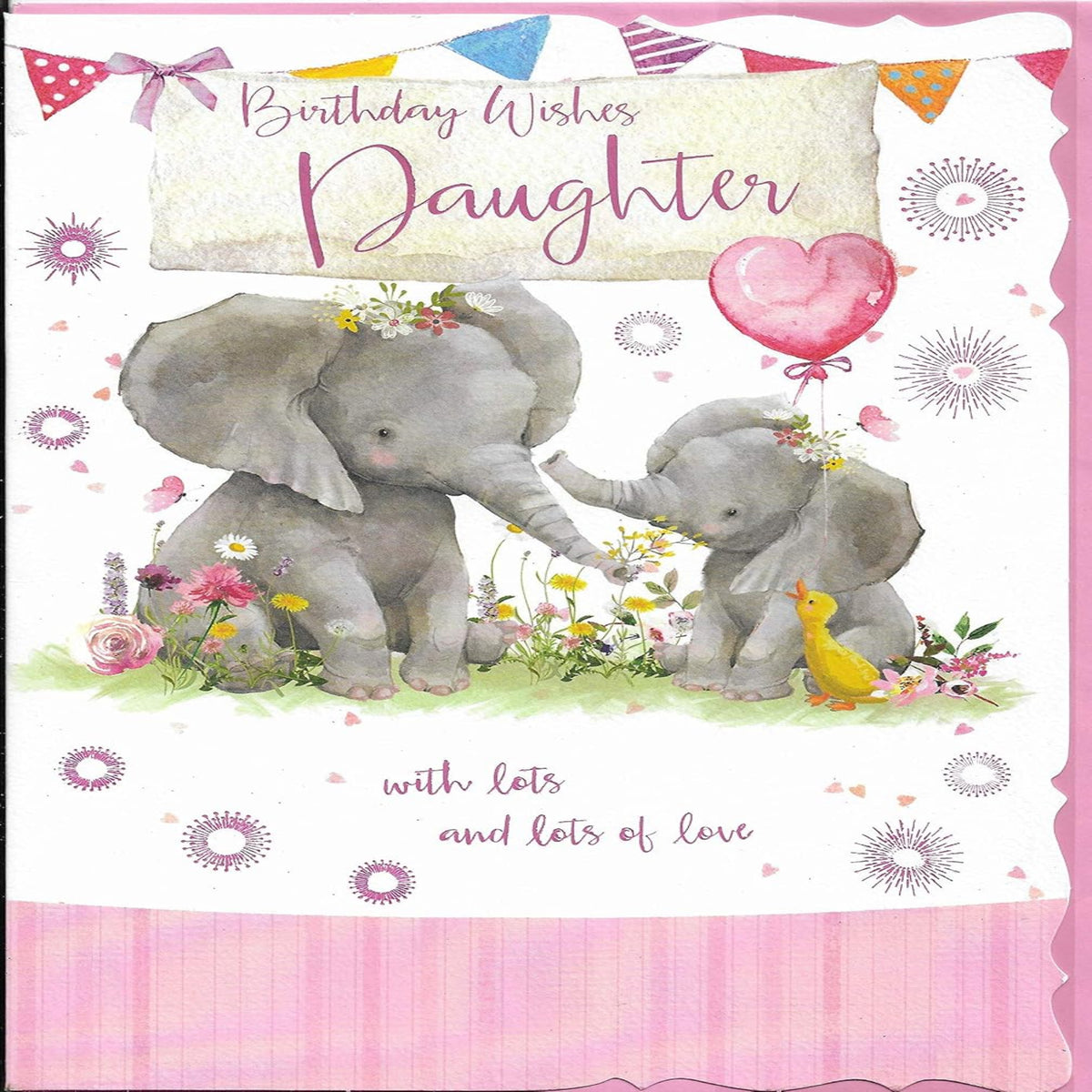 Cute Daughter Birthday Card with Baby Elephant  -  9  x  6 inches