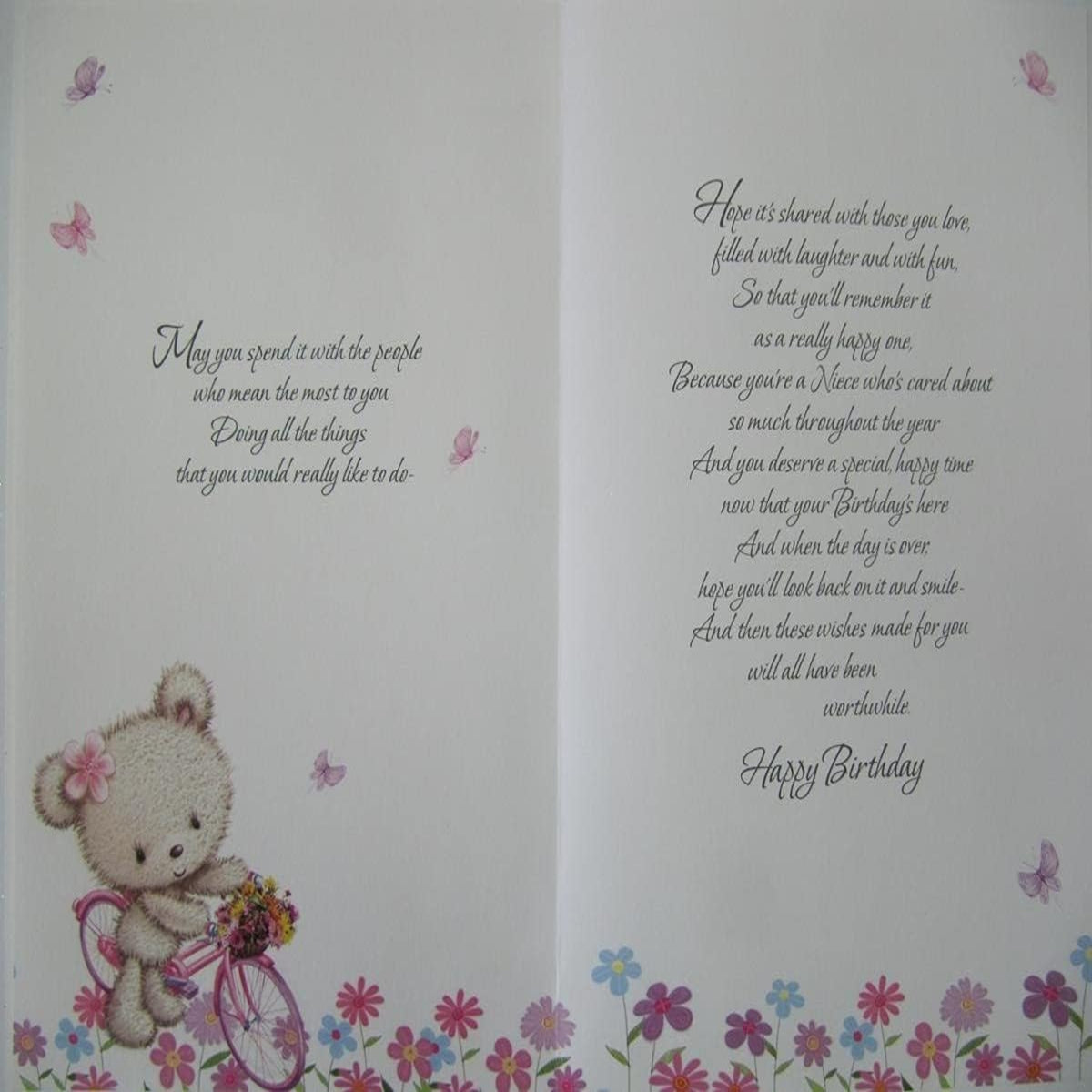 Cute Niece Birthday Card with Heartfelt Verse  -   9  x  6  inches