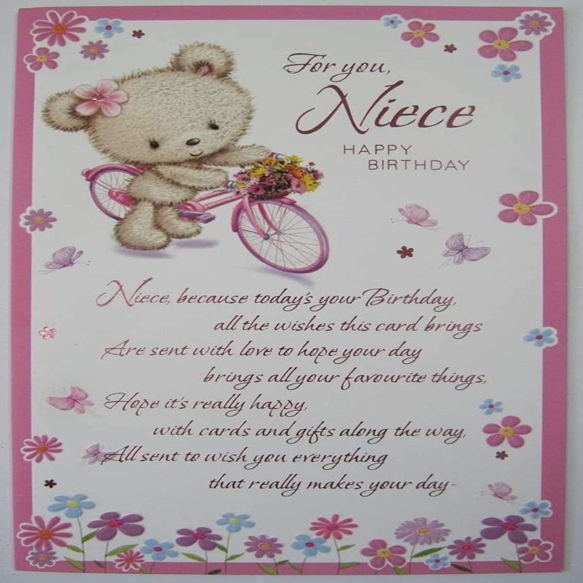 Cute Niece Birthday Card with Heartfelt Verse  -   9  x  6  inches
