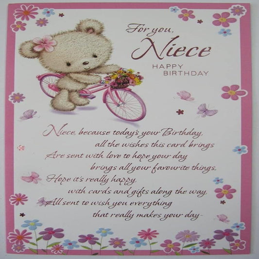 Cute Niece Birthday Card with Heartfelt Verse  -   9  x  6  inches
