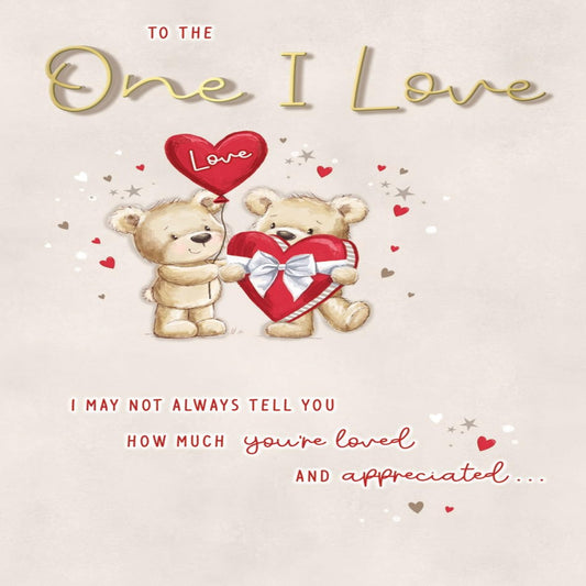 Cute Valentine's Day Card for One I Love   -  9  x  6 inches