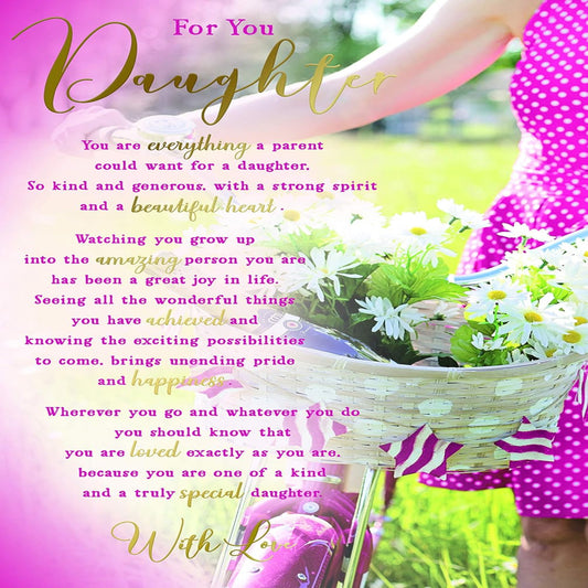 Daughter Birthday Card with Flowers & Bicycle | Sentimental Greeting Card   -    Lovely Verse    -    15.2cm  x   22.8cm