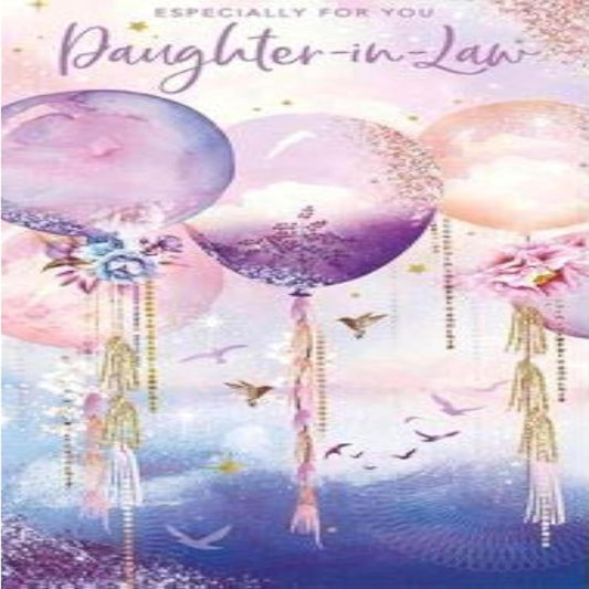 Daughter-in-Law Birthday Card Floral Balloons | Nigel Quiney  -  12.8 cm  x  23.2 cm