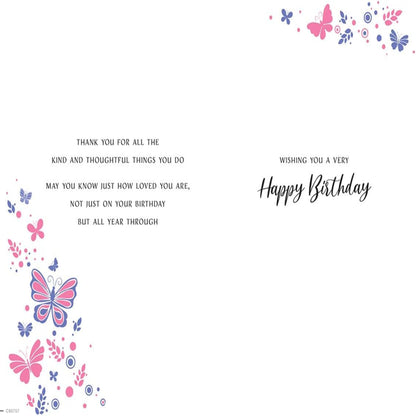 Daughter-in-Law Birthday Card   –   Modern Violet Design   -  Piccadilly Greetings  -   9  x  6 inches