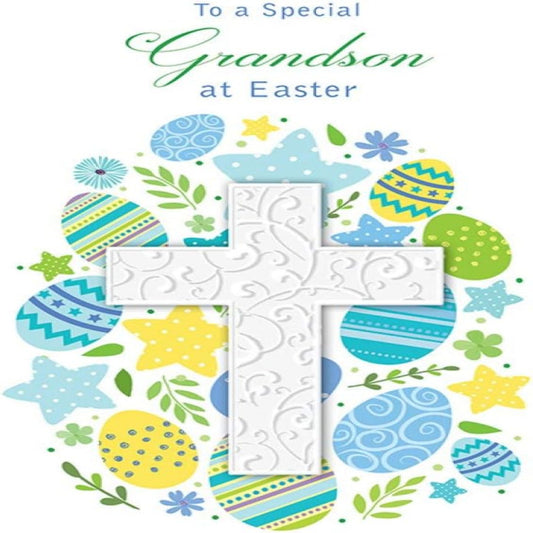 Easter Card for Grandson  – Traditional Religious Easter Greeting Card   -  Piccadilly Greetings -  8 x 6 inches