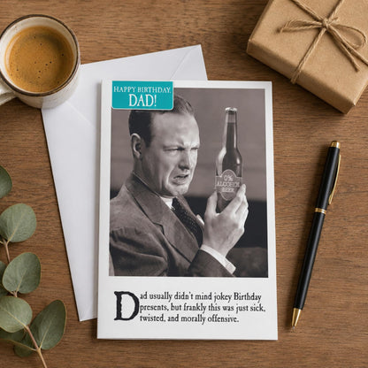 Emotional Rescue Funny Birthday Card for Dad  –  Humorous Black & White Greetings Card   -   24 x 16 cm