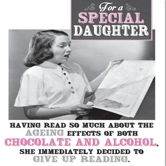 Emotional Rescue Funny Daughter Birthday Card | Humorous Ageing Joke Greeting Card   -   Black White & Pink   -   6 x  9 inches
