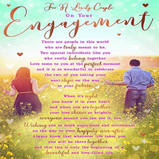 Engagement Card for a Lovely Couple  –   Country Meadow Verse Card  -  15.2cm  x  22.8cm