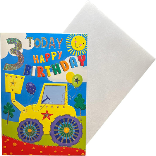 Express Yourself 3rd Birthday Card for Boy Tractor Design    -   Includes Envelope     -   Featuring Animated Tractor   -  19  x  13.3 cm