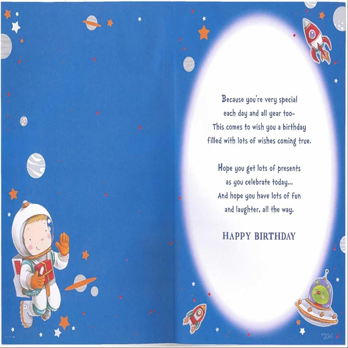 Express Yourself 3rd Birthday Card for Grandson   –   Astronaut Birthday Card with Badge & Envelope   -   22.8  x  15.3 cm