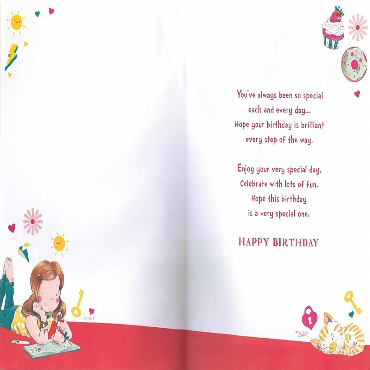 Express Yourself Daughter 8th Birthday Card with Badge | Animated Little Eight Year Old Girl Coloring Next to Her Cute Pet Dog Design   -  22.8  x  15.3 cm