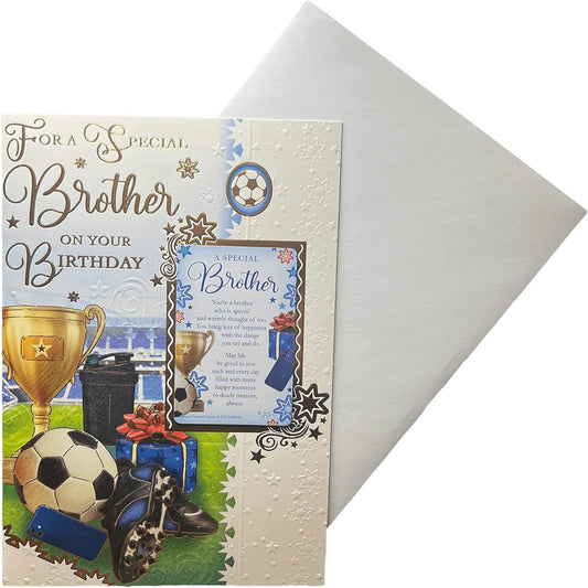 Express Yourself Football Birthday Card for Brother with Keepsake | Brother Birthday Card  -  22.8 x 15.3cm