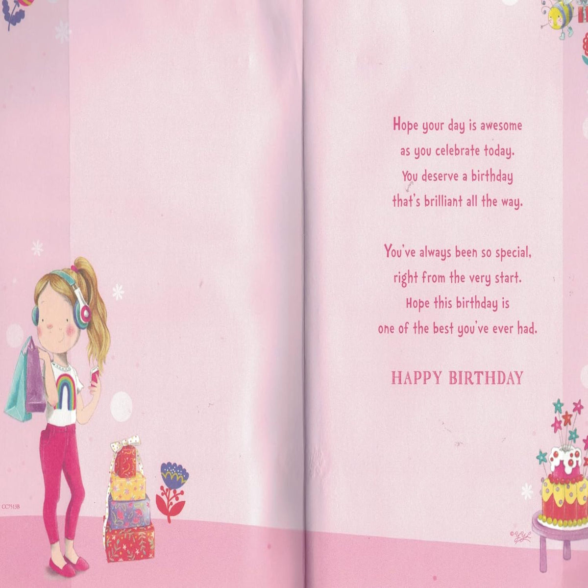 Express Yourself Granddaughter 11th Birthday Card   -   Envelope and Badge Included  -   Listening to Music    -   22.8  x  15.3 cm