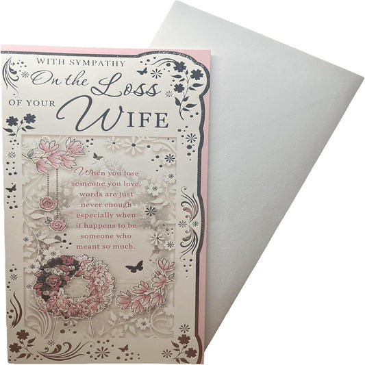 Express Yourself Sympathy Card for Loss of Wife with Envelope  -  23  x 12 cm