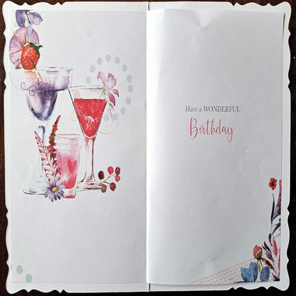 Fabulous Birthday Card for Her | Cocktail Design Greeting Card  -  19.5cm x 13.5 cm