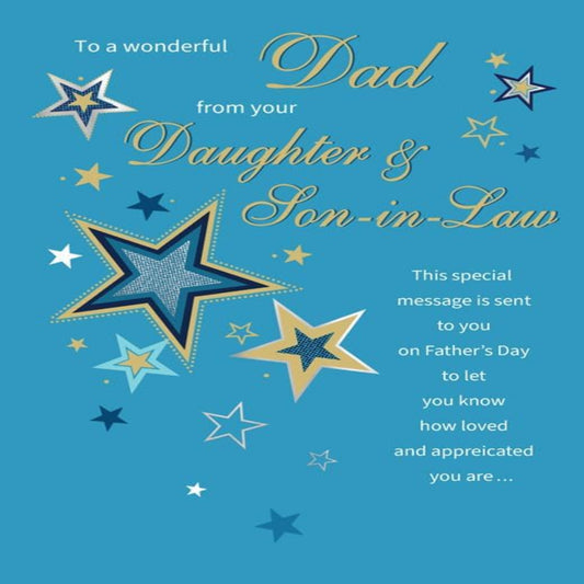 Father's Day Card for Dad from Daughter & Son-in-Law | Piccadilly Greetings  -  9 x 6 inches