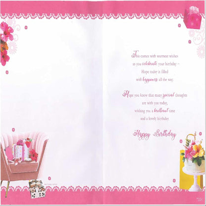 Female Friend Birthday Card with Keepsake  -  Gift Theme Design  -  ‎22.8 x 15.3 cm
