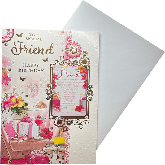 Female Friend Birthday Card with Keepsake  -  Gift Theme Design  -  ‎22.8 x 15.3 cm