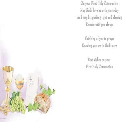 First Holy Communion Card for Girl | Regal Publishing Religious Card  -   8 x 6 inches