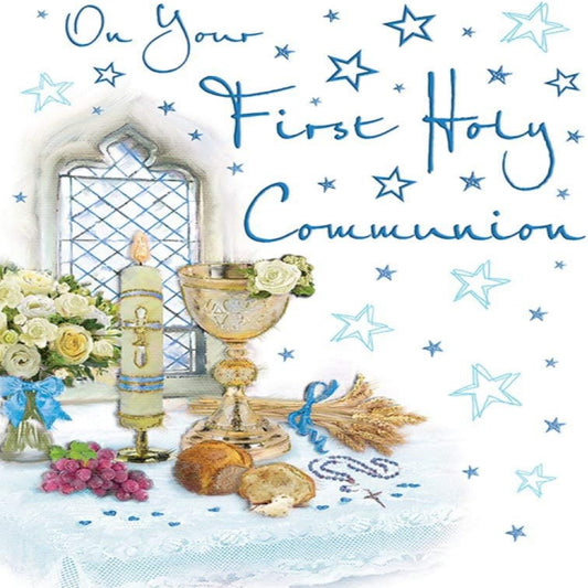 First Holy Communion Card   –   Traditional Communion Greeting Card   -  Regal Publishing   -   8  x  6 inches