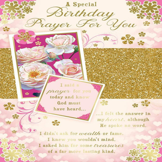 Forever Blessed Religious Greeting Card  –  Neutral Traditional Design   -   22.8  x  15.3 cm