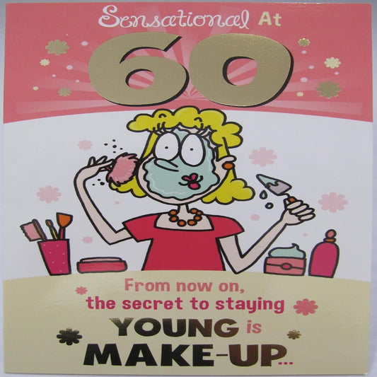 Funny 60th Birthday Card | Colourful 60th Birthday Greeting Card   -   9  x  6 inches