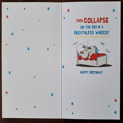 Funny Birthday Boy Card  |  Humorous Exercise Birthday Greeting Card