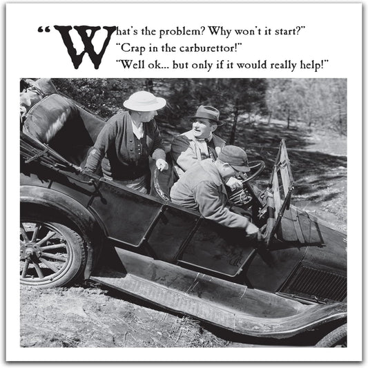 Funny Birthday Card for Him   –   What’s the Problem?  -   Emotional Rescue   -  Black & White   -   15.4   x   18.4 cm