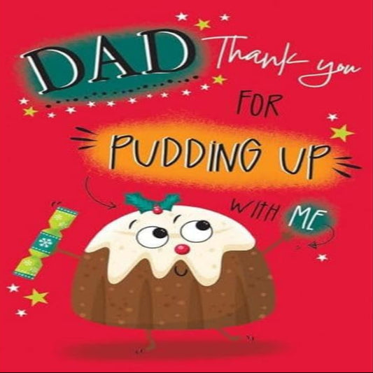 Funny Christmas Card for Dad | Piccadilly Greetings Pud Pun Card   -   9  x  6 inches