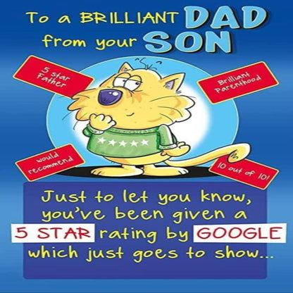 Funny Father's Day Card for Dad from Son   –   Regal Publishing   -   9 x 6 inches