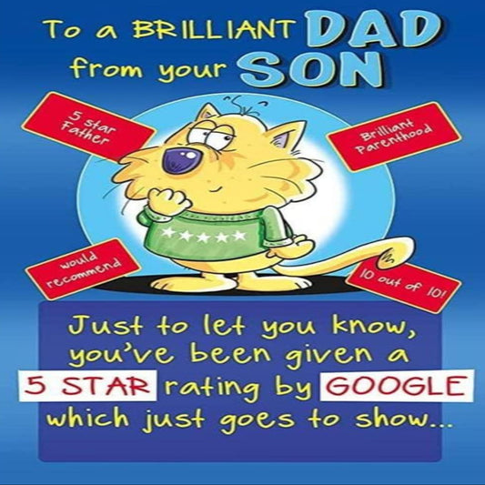 Funny Father's Day Card for Dad from Son   –   Regal Publishing   -   9 x 6 inches