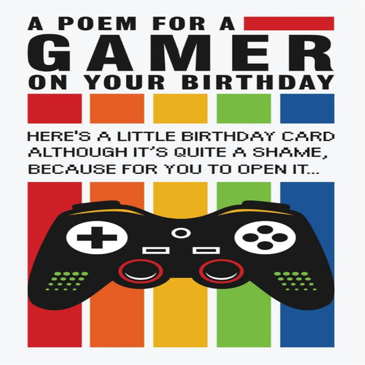 Funny Gamer Birthday Card for Him   –   Face Ache   -  5   x  9 inches