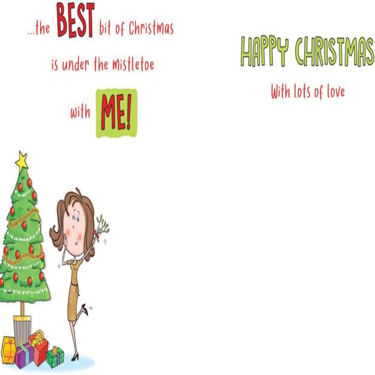 Funny Wife Christmas Card   –   Humorous Lady in Gold Design   -  Regal Publishing   -    9  x  6 inches