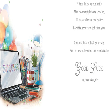 Good Luck in Your New Job Card | Regal Publishing Congratulations Card     -   8 x 6 inches