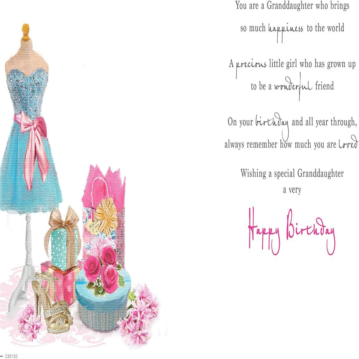 Granddaughter Birthday Card  –  Beautiful Birthday Greeting Card from Piccadilly Greetings   -   9 x 6 inches