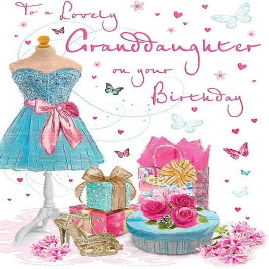 Granddaughter Birthday Card  –  Beautiful Birthday Greeting Card from Piccadilly Greetings   -   9 x 6 inches