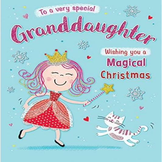 Granddaughter Christmas Card   –   Piccadilly Greetings Character Card   -   8  x  6 inches