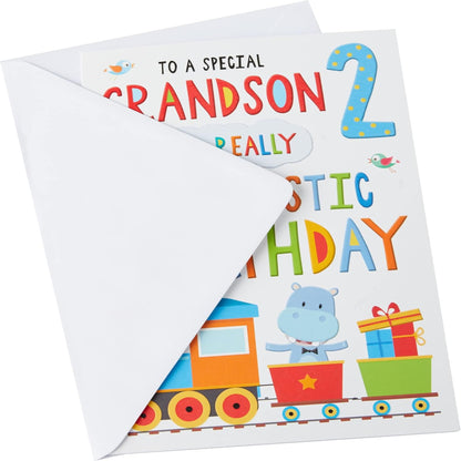Grandson Juvenile 2nd Birthday Card    -    9   x   6 inches