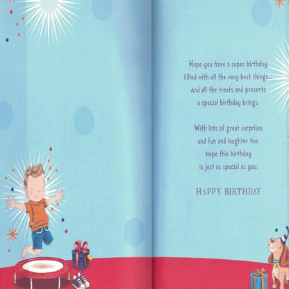 Grandson 5th Birthday Card with Badge   -   9 x  6  inches