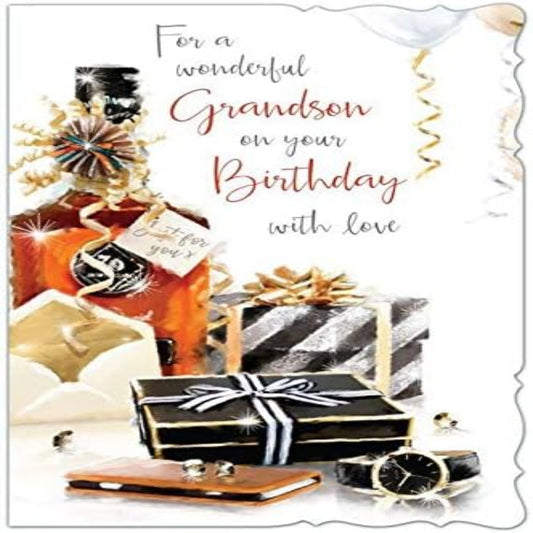 Grandson Birthday Card  –  Colourful Birthday Greeting Card   -  9 x 6 inches